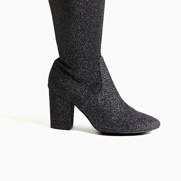 TORRID - Black Stretch Shimmer Pointed Toe Over The Knee Boot - Picture 4 of 7